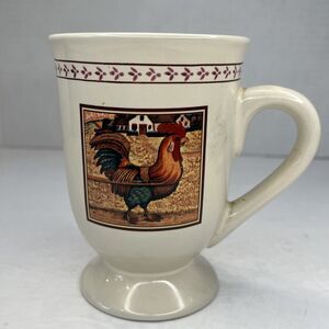 Vintage B.I. Inc. “Country Rooster” Pedestal Cofee Mug - Ceramic 10 oz